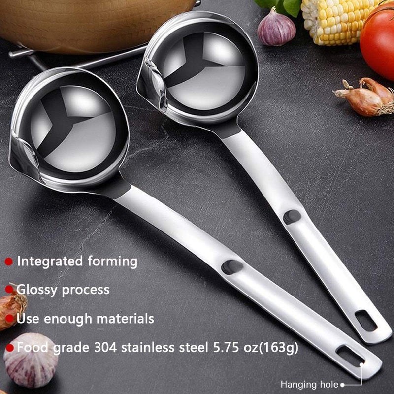Hvanam Stainless Steel Oil Separator Soup Ladle Gravy Food Fat Separator Skimmer Spoon Grease Strainer Separater Hot Pot Oil Filter Spoon For Home Kitchen And Cooking,Soup Colander 12 Inch - Image 4